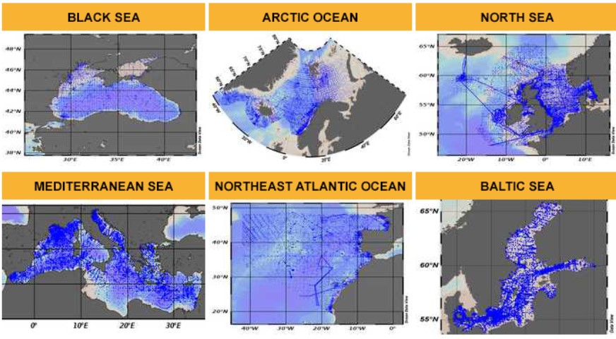 Ocean Acidification - Sea regions with available data collections