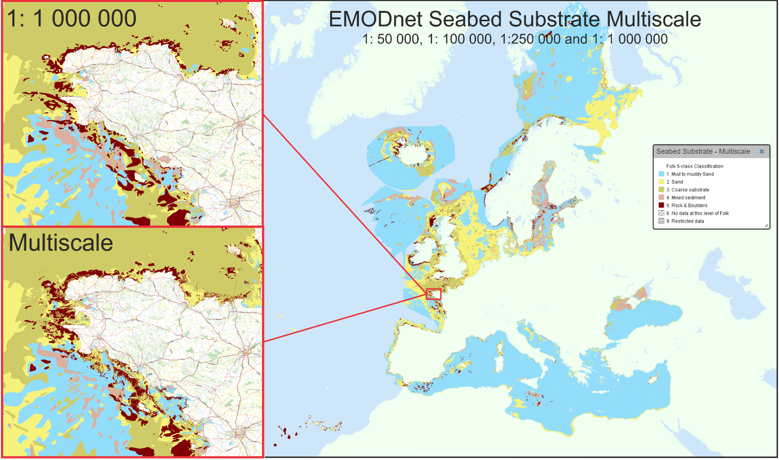 First Emodnet Harmonised Multiscale Maps Of The Seabed Substrate European Marine Observation And Data Network Emodnet