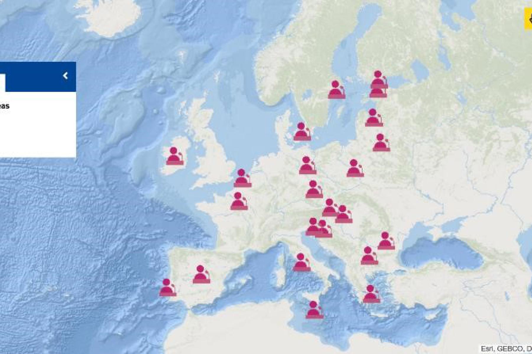 The Map of the Week shows the 24 European Atlas of the Seas Ambassadors.