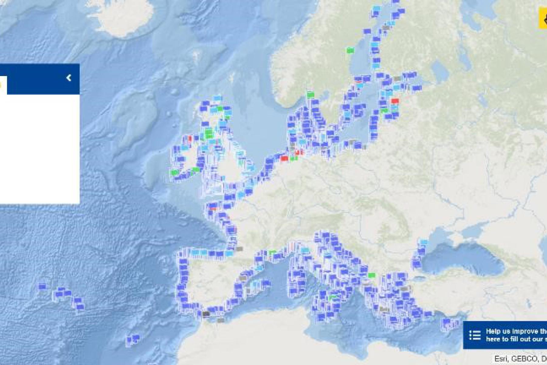 This map gives an overview of the bathing water quality along the European coasts.