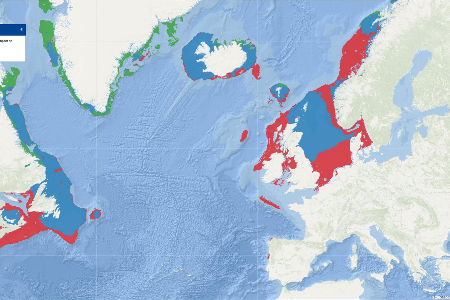 Map of the Week – Predicted climate change impact on the Atlantic cod habitat