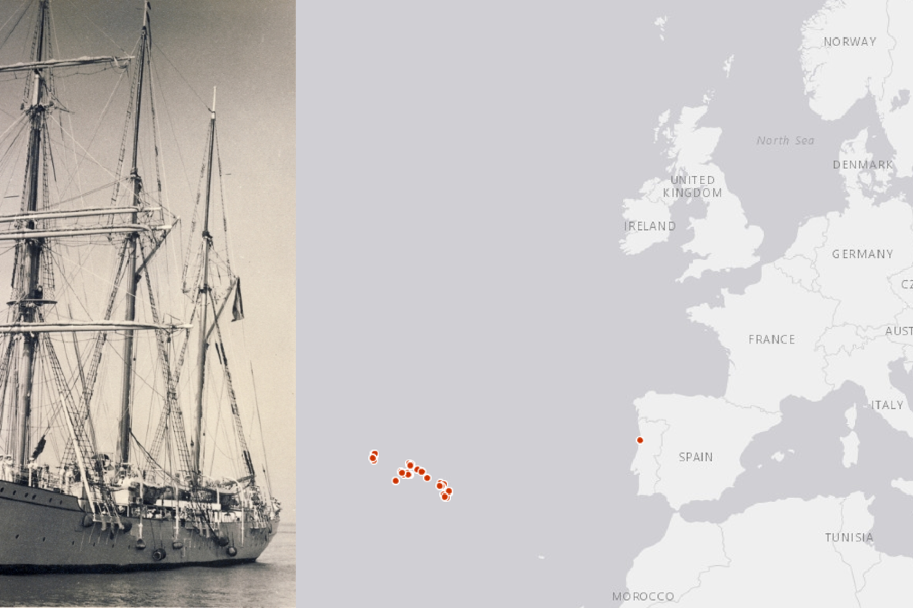 Image of the ship Mercator and skate image with biological data that can be retrieved through citizen science efforts. (Left image: Wikimedia Commons/John Hill - commons.wikimedia.org, CC BY-SA 4.0; Right image: © European Union) 