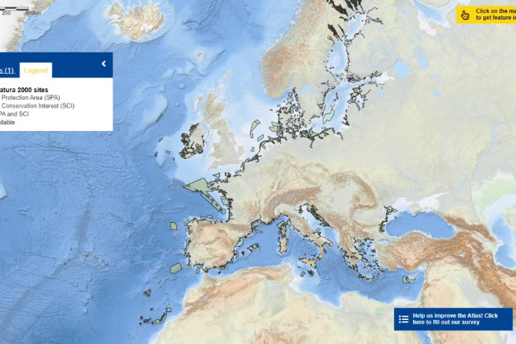 Network of marine Natura 2000 sites across Europe