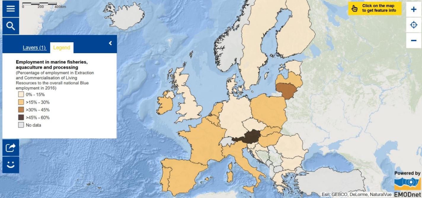 Map of the Week - Employment in marine fisheries, aquaculture and processing