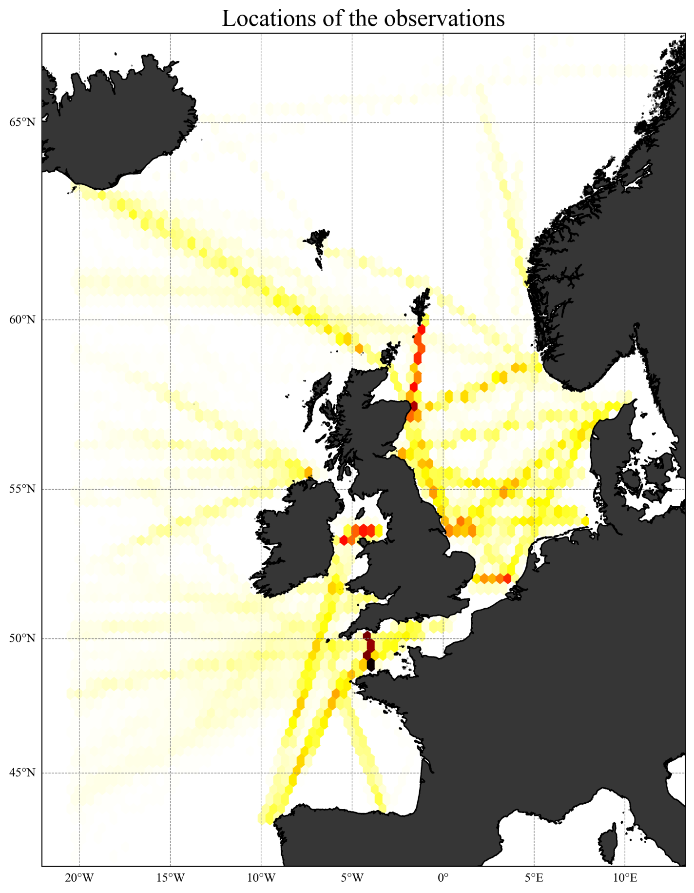 © Charles Troupin Hexbin maps showing the density of the observations of Calanus. Hexbin maps showing the density of the observations of Calanus.