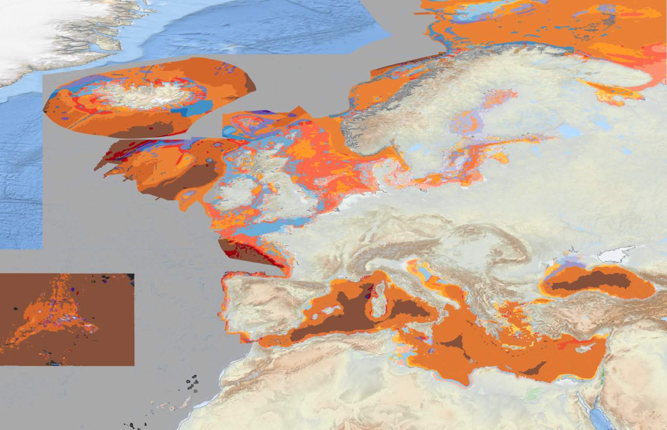 EUSeaMap displayed using the new EUNIS classification (©EMODnet Seabed Habitats)