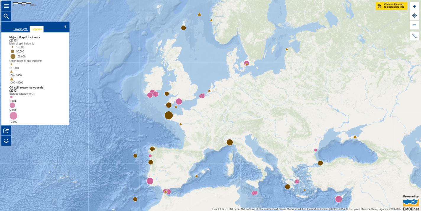 Map of the week – Oil spill incidents and response vessels