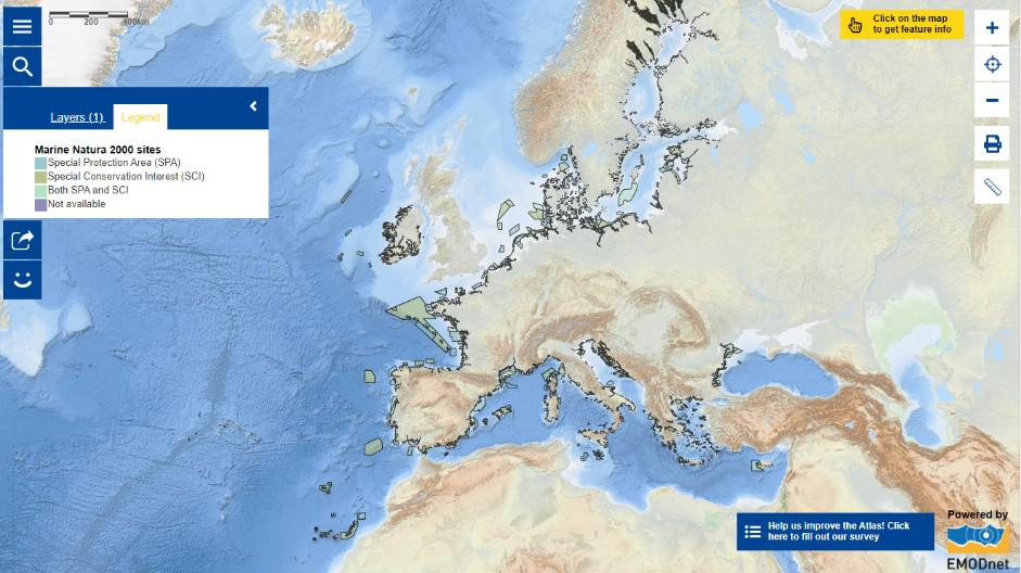 Network of marine Natura 2000 sites across Europe