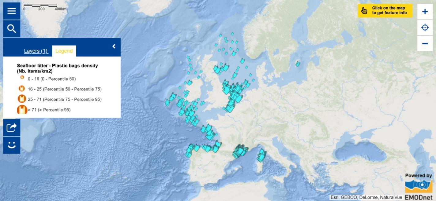 Map of the Week – Seafloor litter – Plastic bags density