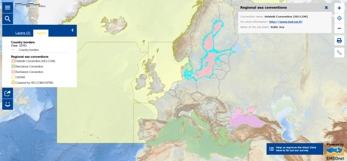 This map shows the maritime regions covered by the Regional Sea Conventions - the Helsinki Convention, the Barcelona Convention, the Bucharest Convention and the OSPAR Convention - on protection of the marine environment. 