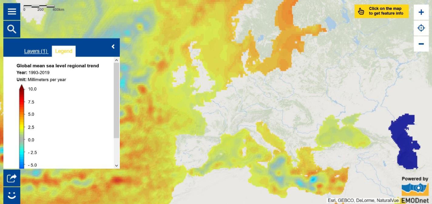 Map of the Week – Global mean sea level regional trend