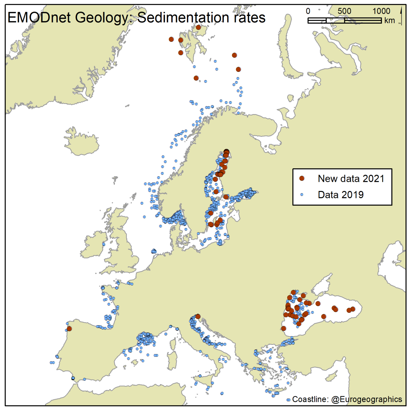 EMODnet Geology Sedimentation Rates Map. ©EMODnet