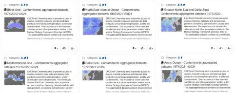 Figure 1 Most recently published regional pollutant datasets for the six sea basins defined by the MSFD