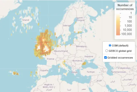 Map of Europe and its regional seas, with the geographic distribution and number of records added to EMODnet Biology in January 2022. ©EMODnet