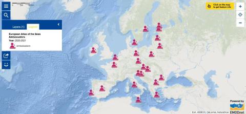 The Map of the Week shows the 24 European Atlas of the Seas Ambassadors.