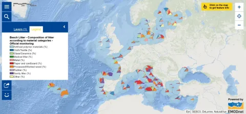 Map of the Week – Beach Litter – Composition of litter according to material categories