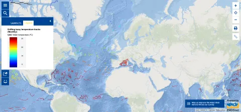 Map of the Week – Drifting buoy temperature tracks (Monthly)