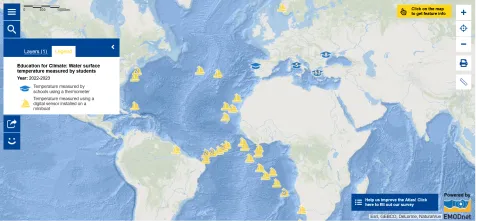 Map of the Week – Education for Climate: Water surface temperature measured by students
