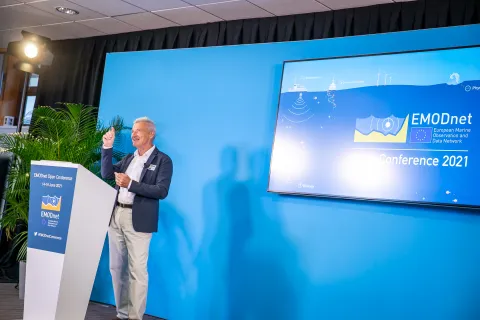 Master of Ceremonies Paul Rose opening the EMODnet Open Conference. ©Dirk Leemans