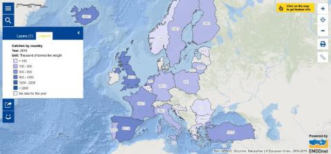 This map shows the total annual catch of fishery products by Member States of the European Union and some other major fishing nations, such as the United Kingdom, Norway, Iceland and Turkey. 