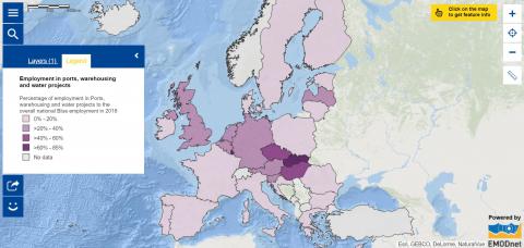 Map of the week – Blue Indicator – Employment in ports, warehousing and water projects