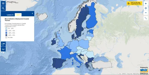 Map of the week – Blue Indicators – Employment in Coastal Tourism