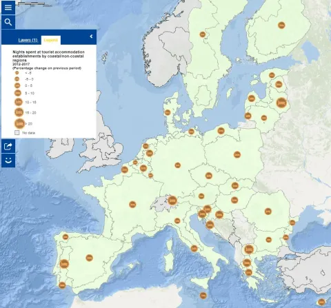 Map of the week – Nights spent at tourist accommodation establishments