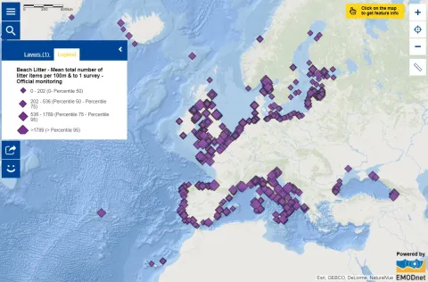Map of the week – Number of beach litter items