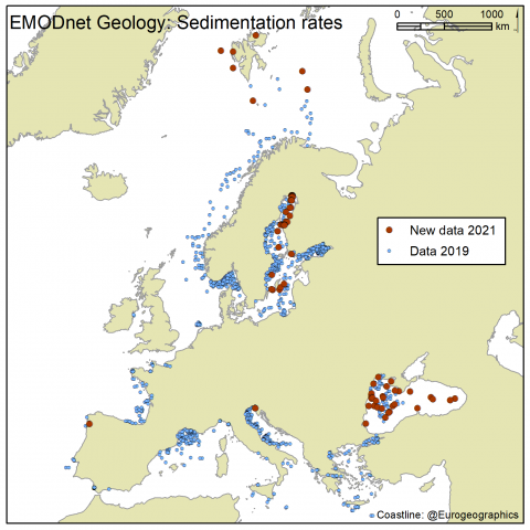 EMODnet Geology Sedimentation Rates Map