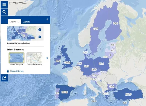 Map of the week – Aquaculture production in Europe