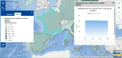 Map of the week - Employment by coastal/non-coastal regions