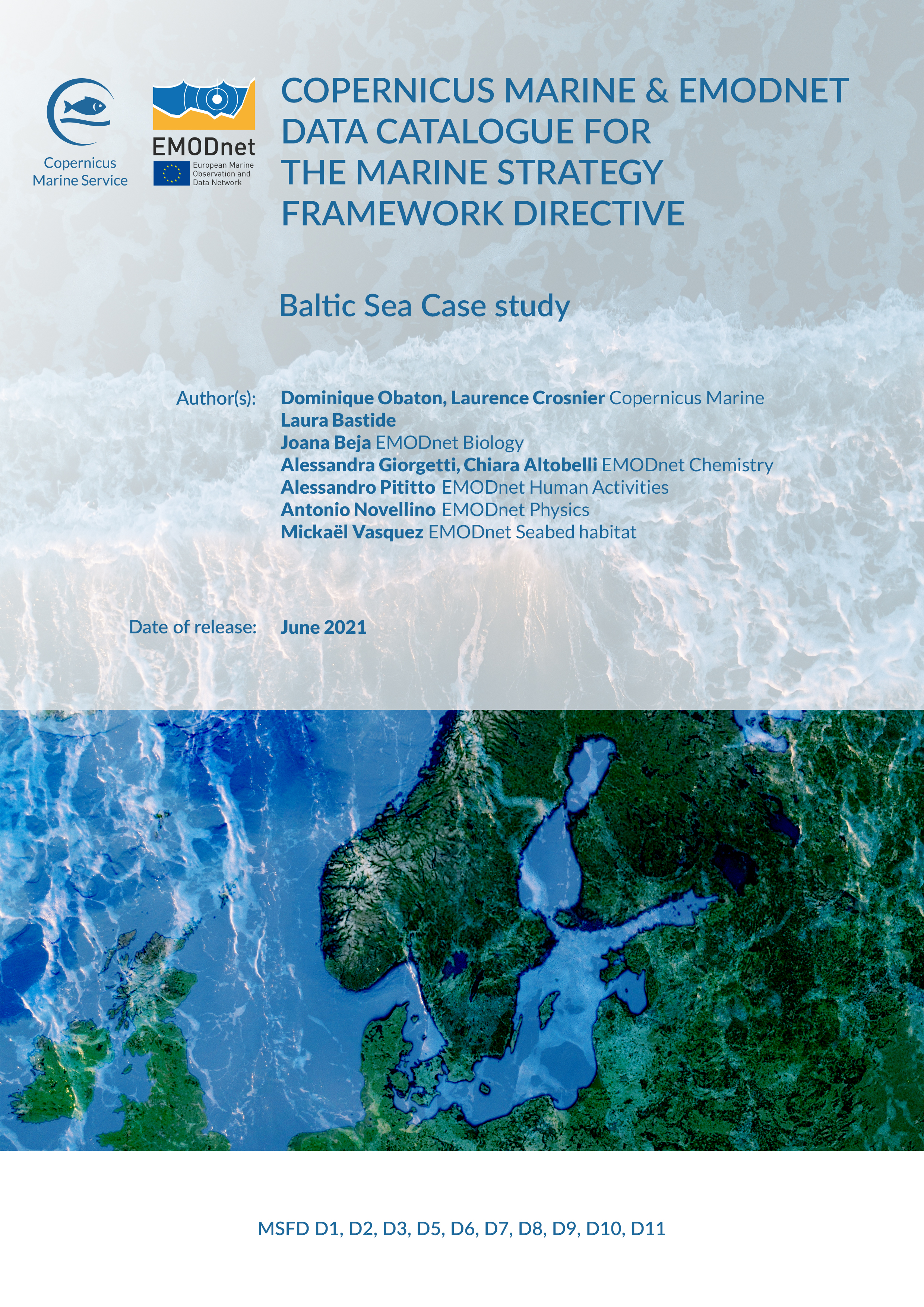 Cover page Copernicus Marine & EMODnet Data Catalogue for the Marine Strategy Framework Directive