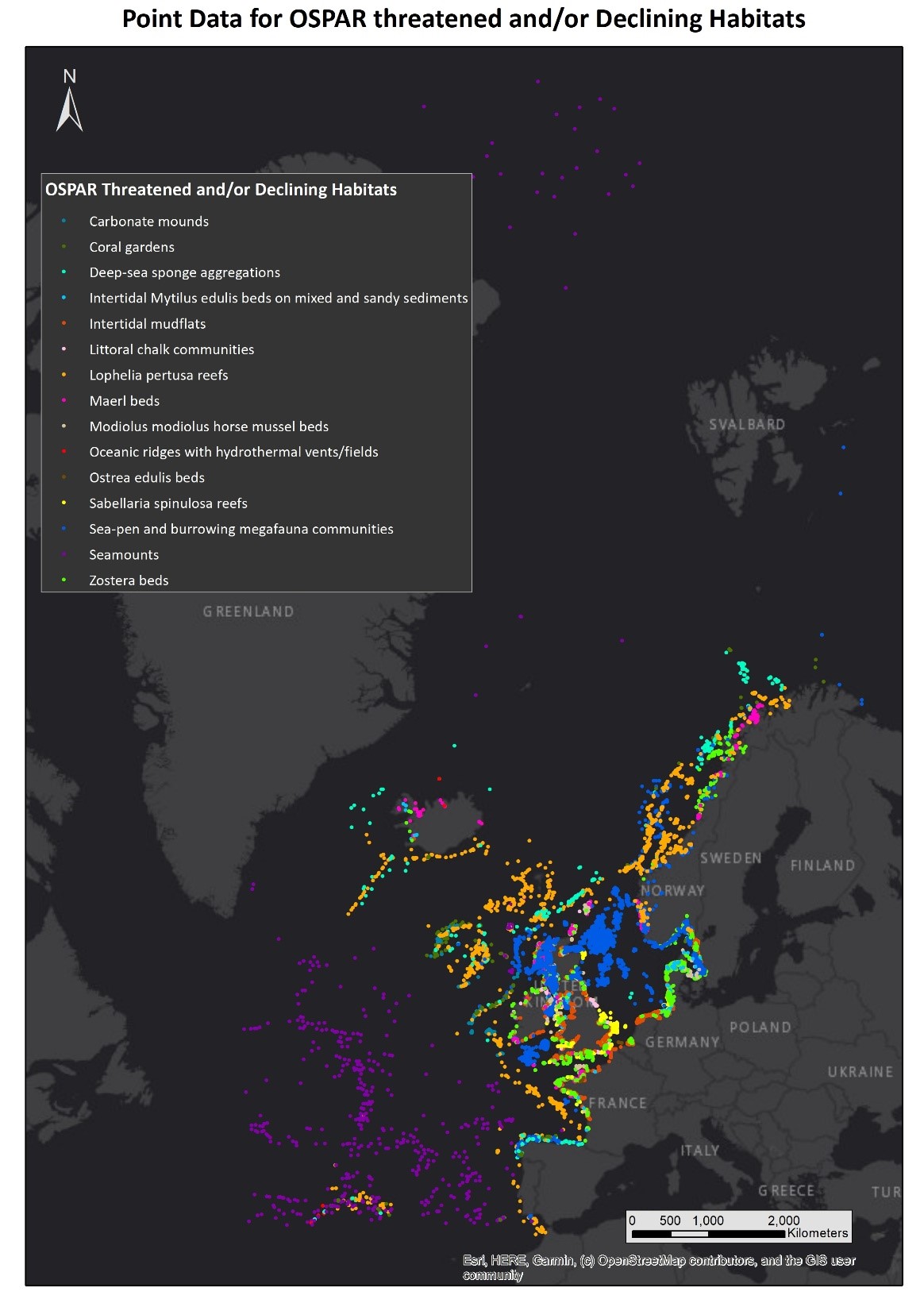 Point distribution data for OSPAR Threatened and/or Declining Habitats